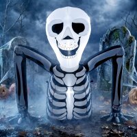Aufblasbares Halloween-Skelett, aus dem Boden kriechend,...