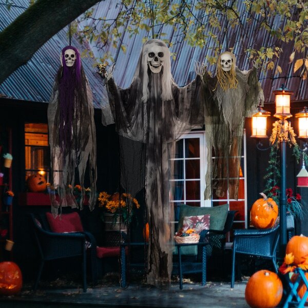 Hängende Skelett-Geister, 3er Set, Halloweendeko, verstellbare Arme, 90/110/200cm