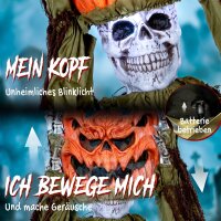 Animiertes Pop-up-Kürbis-Skelett, 173 cm, gruselige...