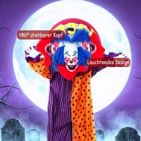 167 cm lebensgroße animierte Halloween-Clown-Deko...