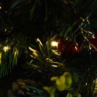 2-er Set Weihnachtsbäume, Künstlicher Mini-Christbaum mit LED-Lichtern, Kunststoff, Metall, Ø33 x 75 cm, Grün