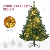 Weihnachtsbaum Christbaum Kunsttanne, 1,2m, LEDs, inkl. Stern, 75 cm x 75 cm x 120 cm, Grün