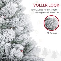 Weihnachtsbaum mit LED-Beleuchtung, 2er-Set, 107 cm, Tannenzapfen, rote Beeren, feuersicher, Grün/Weiß
