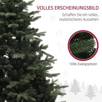 180 cm Künstlicher Weihnachtsbaum im Fichtendesign mit 1696 Zweigspitzen und klappbarem Stahlfuß, Christbaum für Zuhause oder Büro, Grün