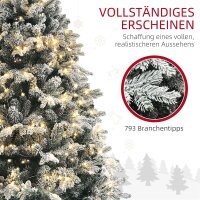 Künstlicher Weihnachtsbaum, 180 cm, LED-Lichter, schneebedeckt, flammenhemmend, Metall
