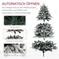 Künstlicher Weihnachtsbaum, 180 cm, LED-Lichter, schneebedeckt, flammenhemmend, Metall