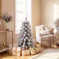 Künstlicher Weihnachtsbaum, 90 cm (3 ft), schlanker Pencil-Baum mit 107 Zweigspitzen, Jutebasis, Weiß