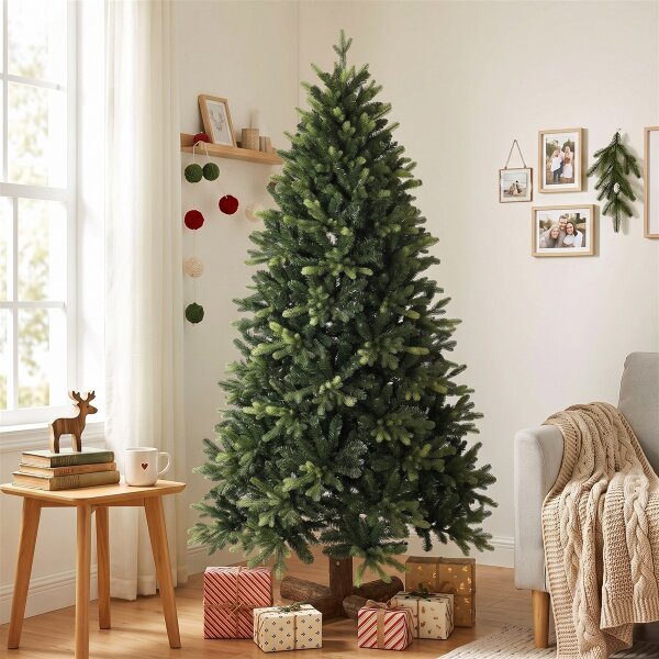Künstlicher Weihnachtsbaum, 180 cm, mit 2419 PE- & PVC-Zweigspitzen, Klappsystem, grün