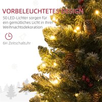 Weihnachtsbaum mit LED-Beleuchtung, 60 cm, Tannenzapfen und rote Beeren, inkl. Ständer, Grün/Weiß