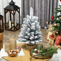 Mini Künstlicher Weihnachtsbaum 60 cm Tannenbaum künstlich mit Schnee, 72 Spitzen 6 Tannenzapfen Zementbasis