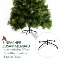 Künstlicher Weihnachtsbaum 210 cm Haken-Weihnachtsbaum mit 505 Spitzen mit silbernen Akzenten Christbaum Weihnachtsdeko inkl. Metallständer für drinnen