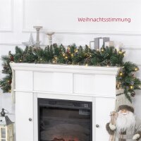 1,8 m künstliche Weihnachtsgirlande mit Lichterkette Blumendekoration Grün