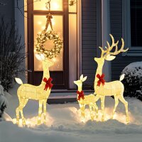 Rentierfamilie mit roten Schleifen, 283 LEDs,...