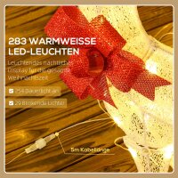 Rentierfamilie mit roten Schleifen, 283 LEDs, Weihnachtsbeleuchtung, wetterfest, Silber