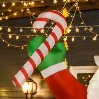Aufblasbar Weihnachtsdeko, 2,4 m Weihnachtsmann mit LED-Beleuchtung, Zuckerstange für Innen- und Außenbereich