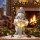 Weihnachtsdeko Schneemann-Figur, beleuchtete Weihnachtsstatue aus MGO mit Welcome-Schild, LEDs und Tages-Timer