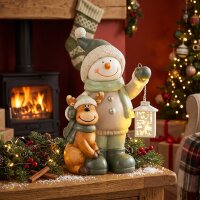 Schneemann-Figur 43 cm aus MGO mit LED-Laterne und Timer,...