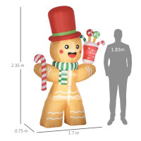 Aufblasbarer Lebkuchenmann, 2,35 m, mit LED-Lichtern,...