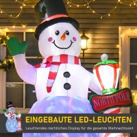 Weihnachtsdeko, aufblasbarer Schneemann, 2,4 m, LED-Beleuchtung, Gebläse, Weiß