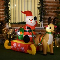 Aufblasbare Weihnachtsdeko, Weihnachtsmann mit Schlitten...