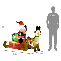 Aufblasbare Weihnachtsdeko, Weihnachtsmann mit Schlitten...