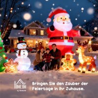 Aufblasbare Weihnachtsdeko, Weihnachtsmann mit Schlitten und Rentier, mit LED-Lichtern, für den Garten
