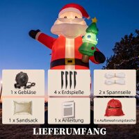Aufblasbarer Weihnachtsmann, 243 cm, mit hellem LED-Licht, Weihnachtsdekoration für Innen- und Außenbereich, Rot