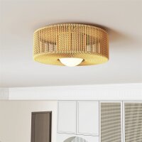 Deckenleuchte, Boho-Deckenlampe Hängend mit G9 LED Fassung, Lampenschirm aus Hanfseil Rund