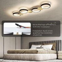 Deckenleuchte LED 38W 1500LM 3000K-6500K Deckenlampe Wohnzimmerlampe mit 4 Glühbirnen Fernbedienung Schwarz+Gold