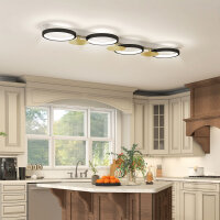Deckenleuchte LED 38W 1500LM 3000K-6500K Deckenlampe Wohnzimmerlampe mit 4 Glühbirnen Fernbedienung Schwarz+Gold