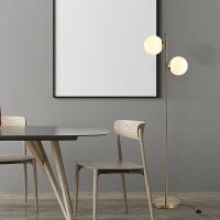 Stehlampe Wohnzimmer mit 2-teiliger Glas-Lampenschirm, Stehleuchte Standleuchte mit 2 E27 Fassung für Wohnzimmer Schlafzimmer, exkl. Glühbirne