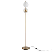 Stehlampe Wohnzimmer mit 2-teiliger Glas-Lampenschirm, Stehleuchte Standleuchte mit 2 E27 Fassung für Wohnzimmer Schlafzimmer, exkl. Glühbirne