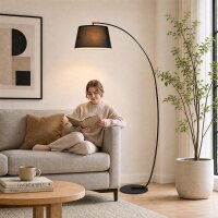 Stehlampe, Gebogene Stehleuchte mit Stoffschirm,...