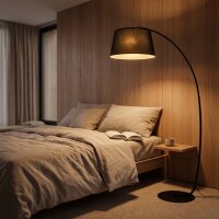 Stehlampe, Gebogene Stehleuchte mit Stoffschirm,...