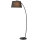 Stehlampe, Gebogene Stehleuchte mit Stoffschirm, Bodenlampe mit runder Basis, Metall, 105L x 47B x 190H cm, Schwarz