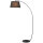 Stehlampe, Gebogene Stehleuchte mit Stoffschirm, Bodenlampe mit runder Basis, Metall, 105L x 47B x 190H cm, Schwarz