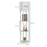 Stehlampe mit Regalen, Stehleuchte, Holz, 26 x 26 x 160...