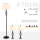3er-Lampenset 2 Tischlampe(ø38 x 158H cm) + 1 Stehlampe(ø30 x 62H cm) Vintage Standlampe mit Fußschalter Leselampe für Wohnzimmer, Schlafzimmer Metall, Schwarz+Weiß