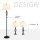 3er-Lampenset 2 Tischlampe(ø38 x 158H cm) + 1 Stehlampe(ø30 x 62H cm) Vintage Standlampe mit Fußschalter Leselampe für Wohnzimmer, Schlafzimmer Metall, Schwarz+Weiß