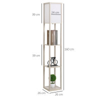 Stehlampe mit Regalen, Stehleuchte, Holz, 26 x 26 x 160...
