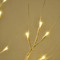Kunstbaum, Kunstbirke, mit LED-Beleuchtung, warmweiß, realistische, weiße Rinde, 17L x 17B x 120H cm