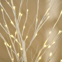 Kunstbaum, Kunstbirke, mit LED-Beleuchtung, warmweiß, realistische, weiße Rinde, 22 x 22 x 180cm