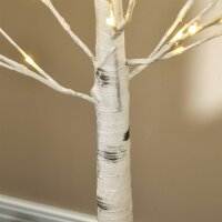 Kunstbaum, Kunstbirke, mit LED-Beleuchtung, warmweiß, realistische, weiße Rinde, 22 x 22 x 180cm