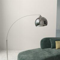 Bogenleuchte, Stehlampe, höhenverstellbar, Fußschalter, Sockel in Marmoroptik, 170-180cm, Silber/Schwarz