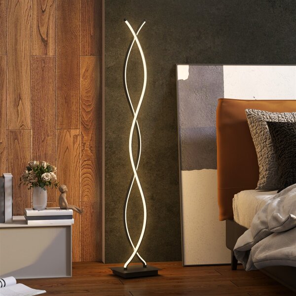 Stehlampe dimmbar moderne Doppelspirale Stehleuchte LED-Lichtquelle Schwarz