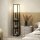 Stehlampe mit 3-stufigem Regal, Fußschalter, USB-Anschlüssen, MDF, Schwarz