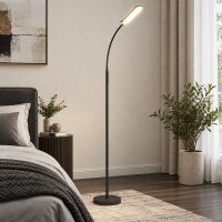 LED-Stehlampe, 5 Modi, Speicherfunktion, verstellbare Helligkeit, Stahl, Schwarz
