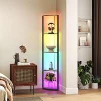 LED Stehlampe 5-stufige dimmbar Stehleuchte mit Regal,...