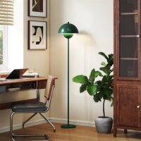 Stehlampe, runder Schirm, Fußschalter, langes Kabel, eleganter Look, Stahl, Grün
