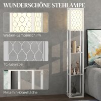 Stehlampe mit Regal, 3 Fächer, kompakte Maße,...